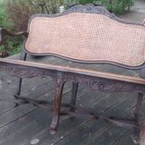 19th century louis xv style bench in wood and canework