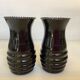 Paire de petits vases opaline noire peinte