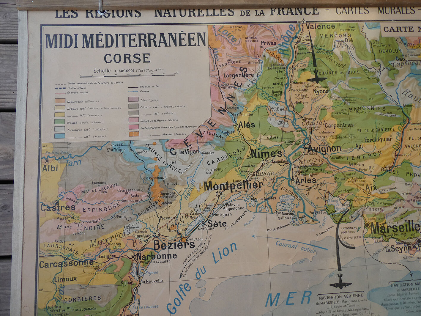 Ancient school map "Midi Mediterranean and Corsica" - Paul Kaeppelin