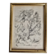 Engraving "Sirens" attributed to Suzanne Ballivet, framed under glass, 19 x 14 cm