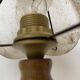 Vintage brutalist glass table lamp with solid oak wooden base , 1970s