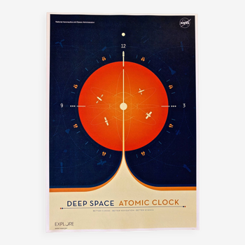 NASA print of the orange deep space atomic clock