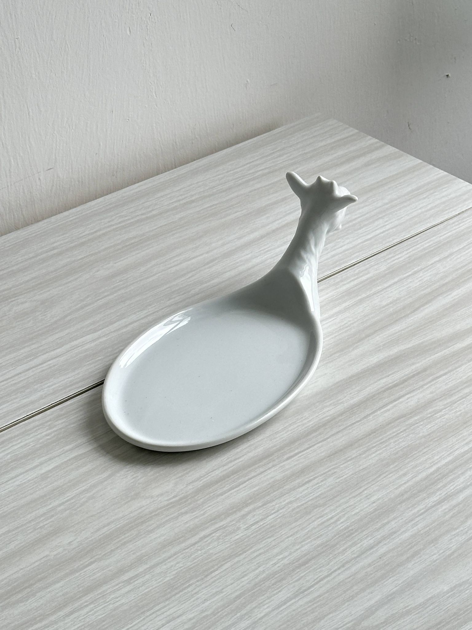 Avignon white porcelain dish in the shape of a goat.