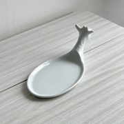 Avignon white porcelain dish in the shape of a goat.