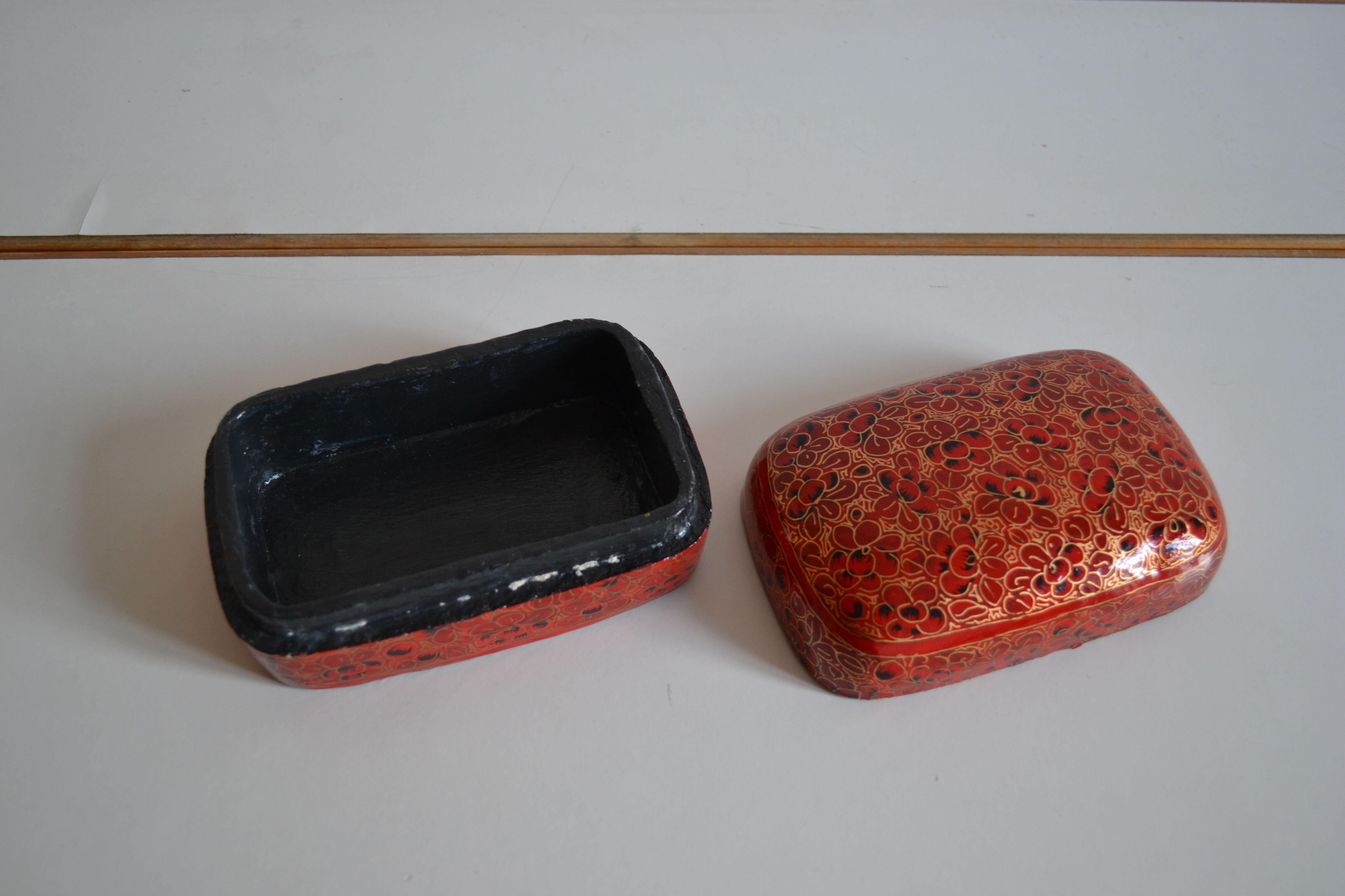 Boite a bijoux papier mache peint a la main inde xxe