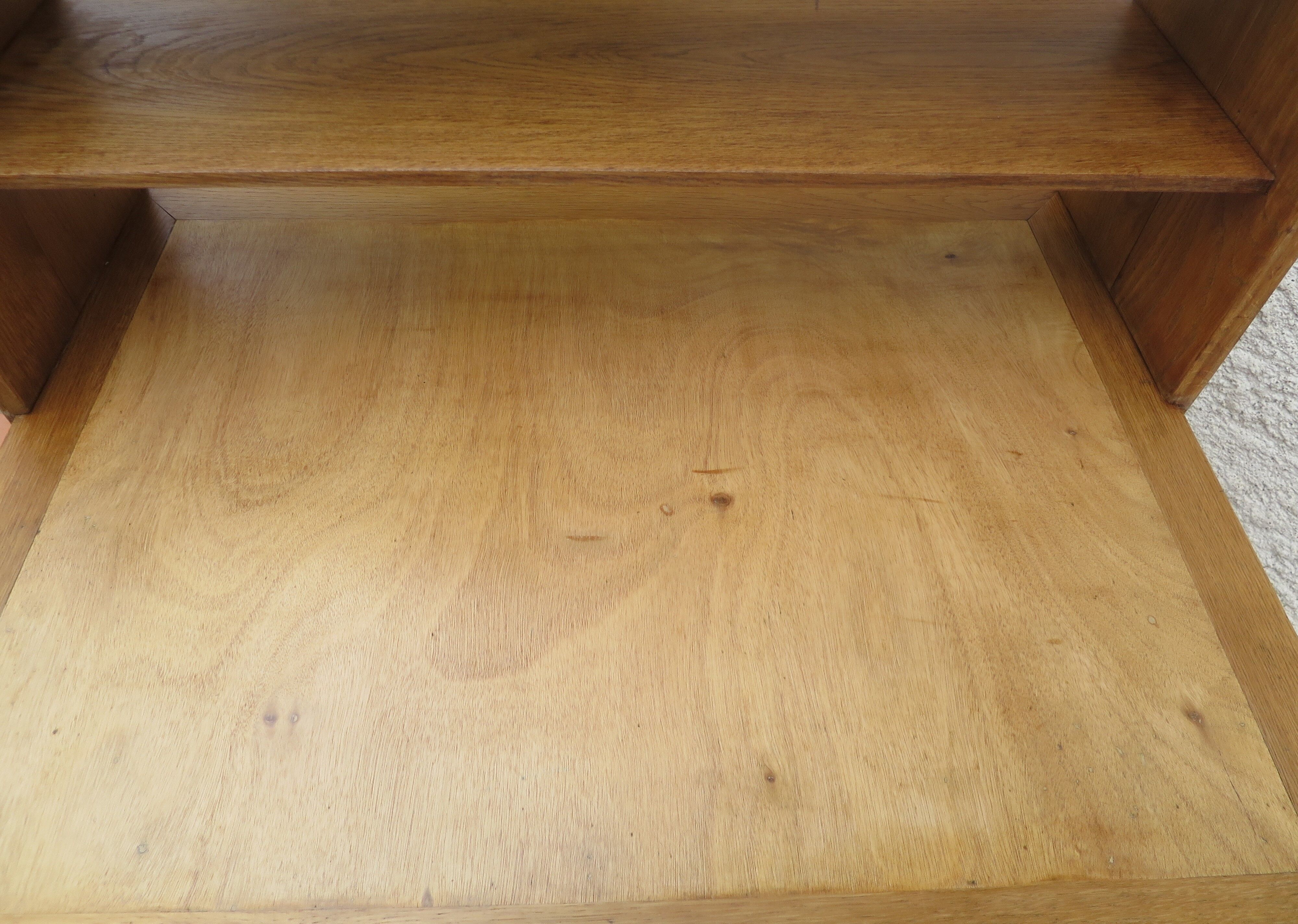 Bureau vintage pieds compas bois massif étagères