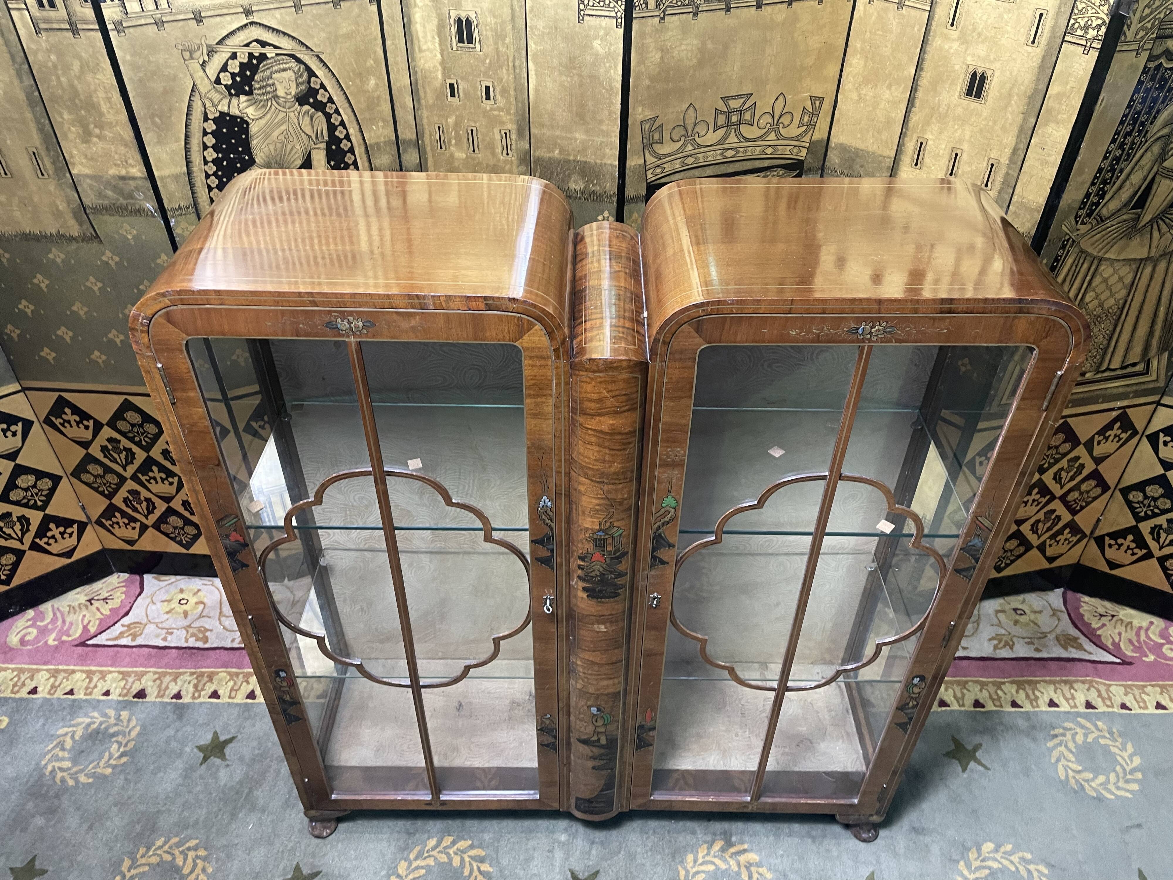 Asian Chinese walnut and lacquered showcase