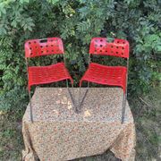 Omstak chair by Rodney Kinsman, vintage red metal.