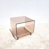 Vintage Plexiglas side table with wheels 1970