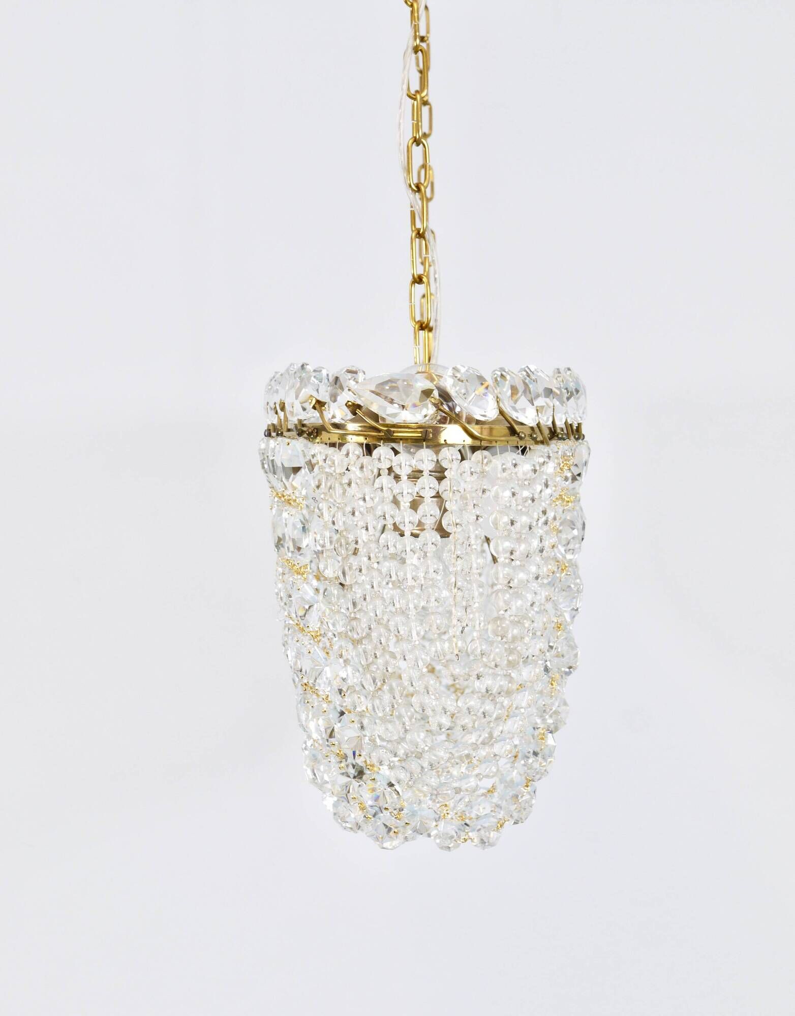 J.T. Kalmar Josef Frank 58" Zeppelin Crystal and Brass Chandelier, Vienna, 1950s