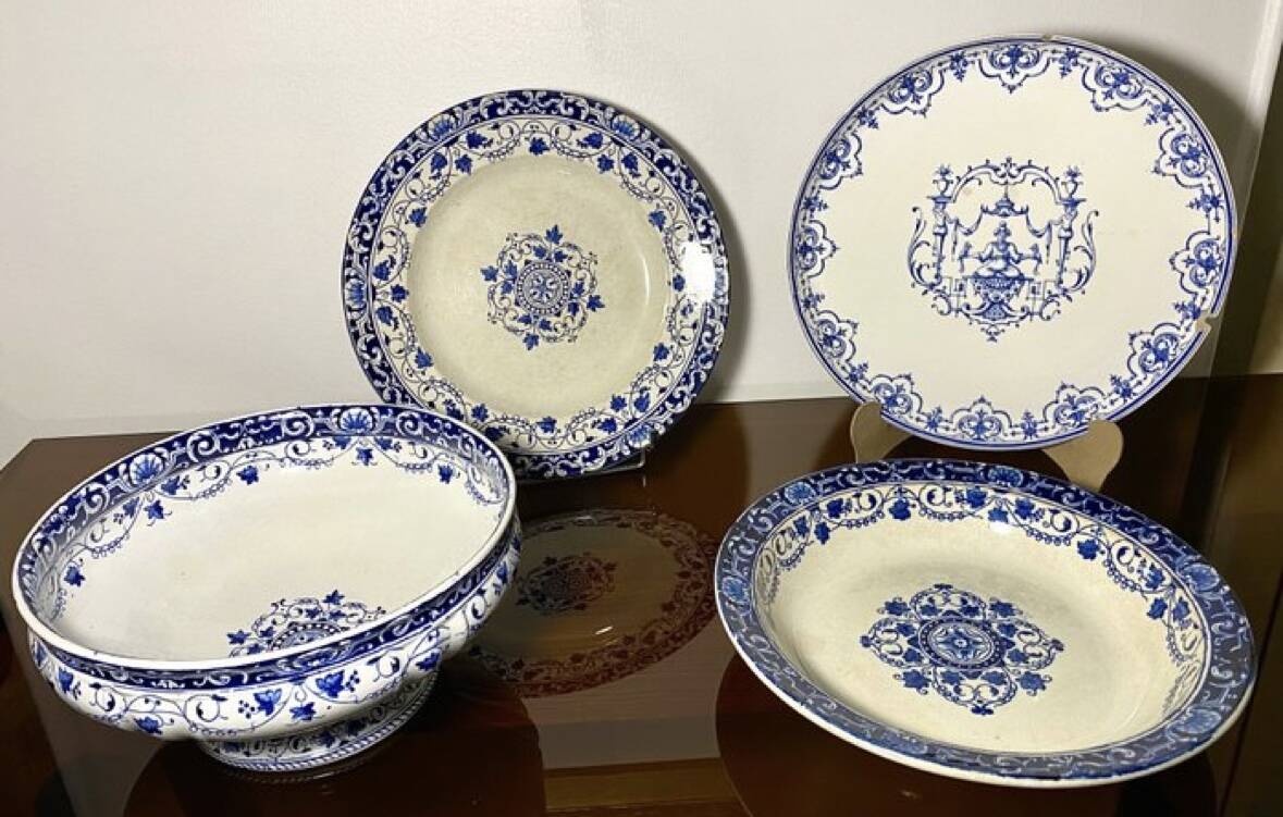 4 old Moustiers plates