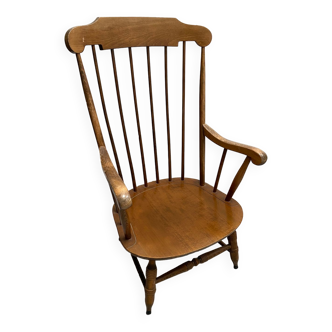 Wide Scandinavian wooden armchair