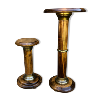 Set of 2 plant holders columns in solid wood