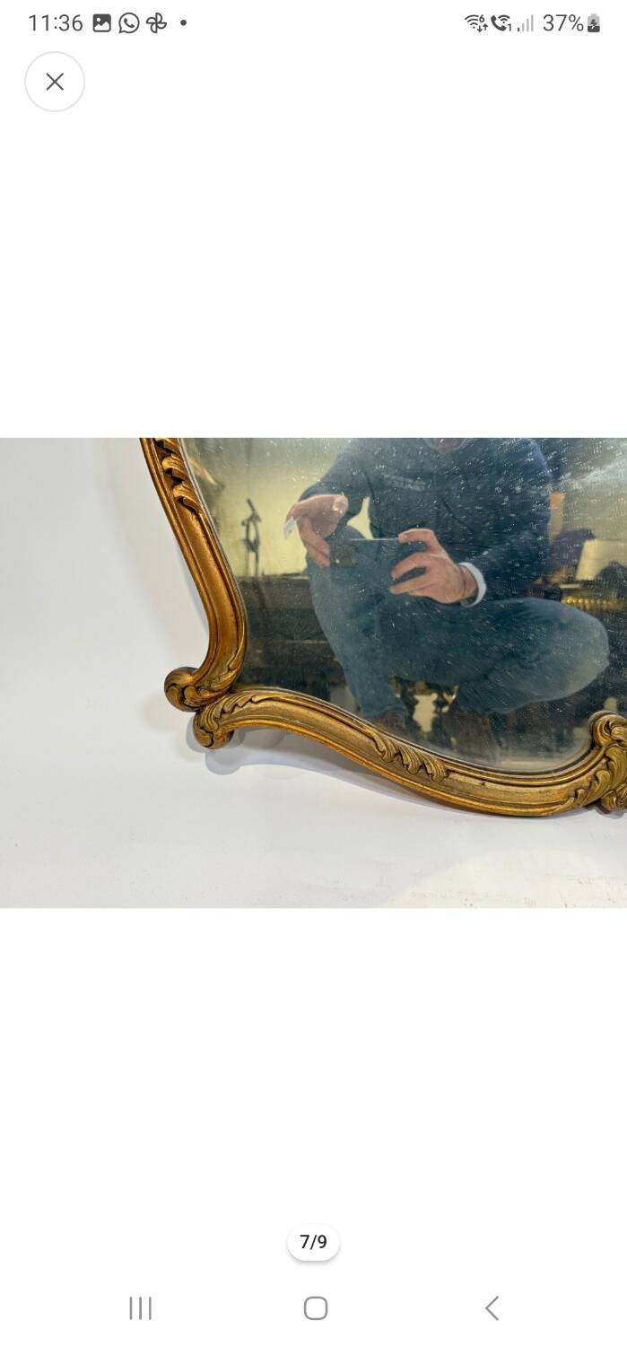 Antique mirror, 20th century, Louis XV style, gilded.