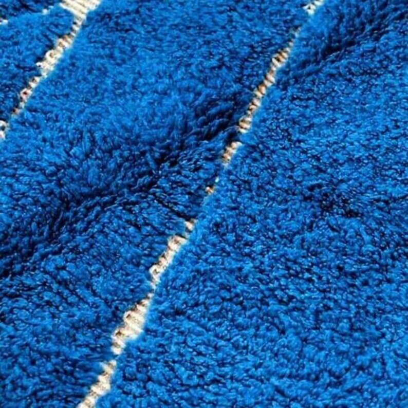 Handmade pure wool rug in blue