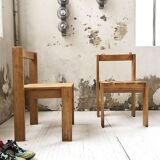 Duo of les arcs mountain pine chairs