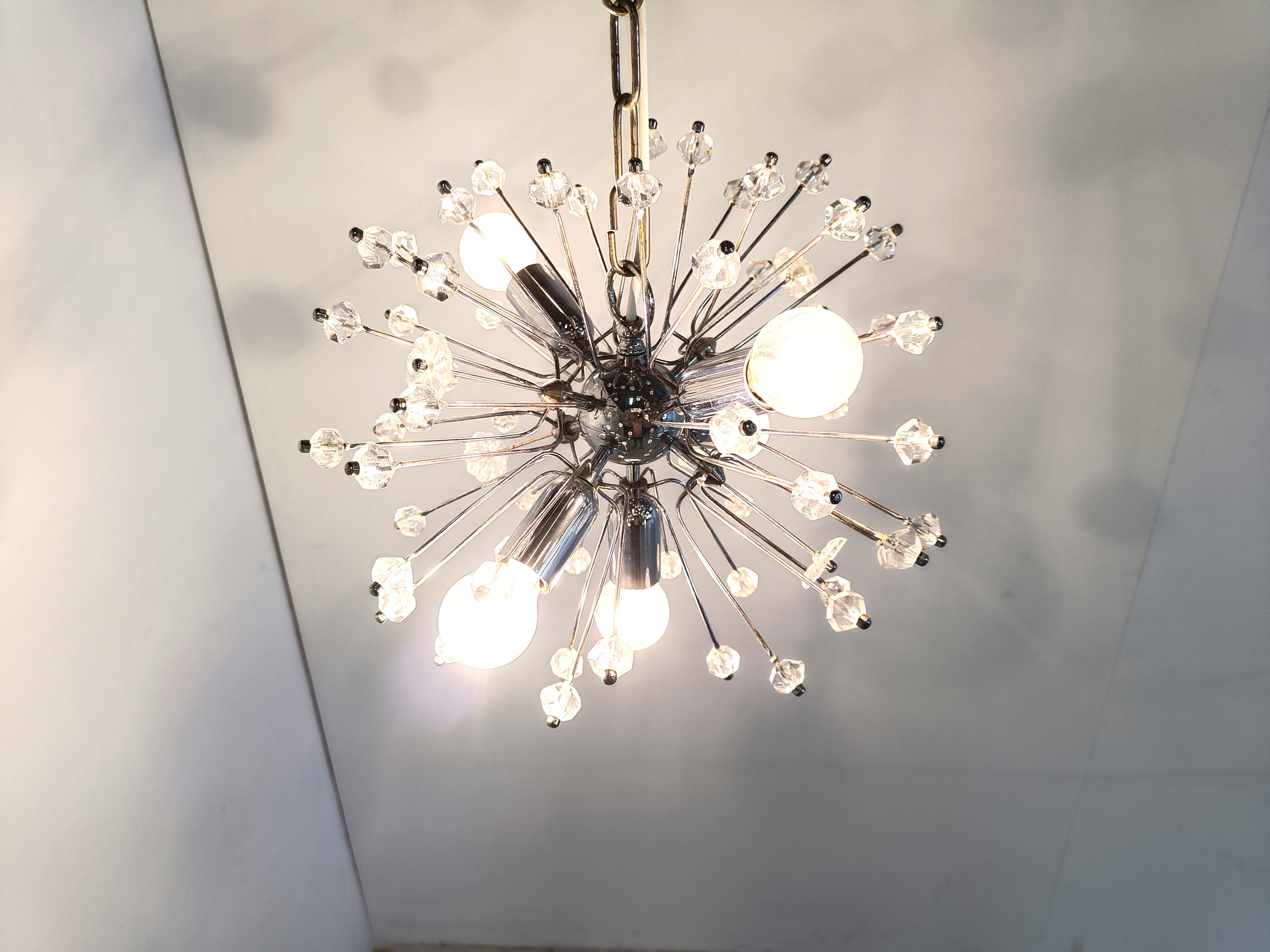 Mid century glass sputnik chandelier by Emil Stejnar, 1970s