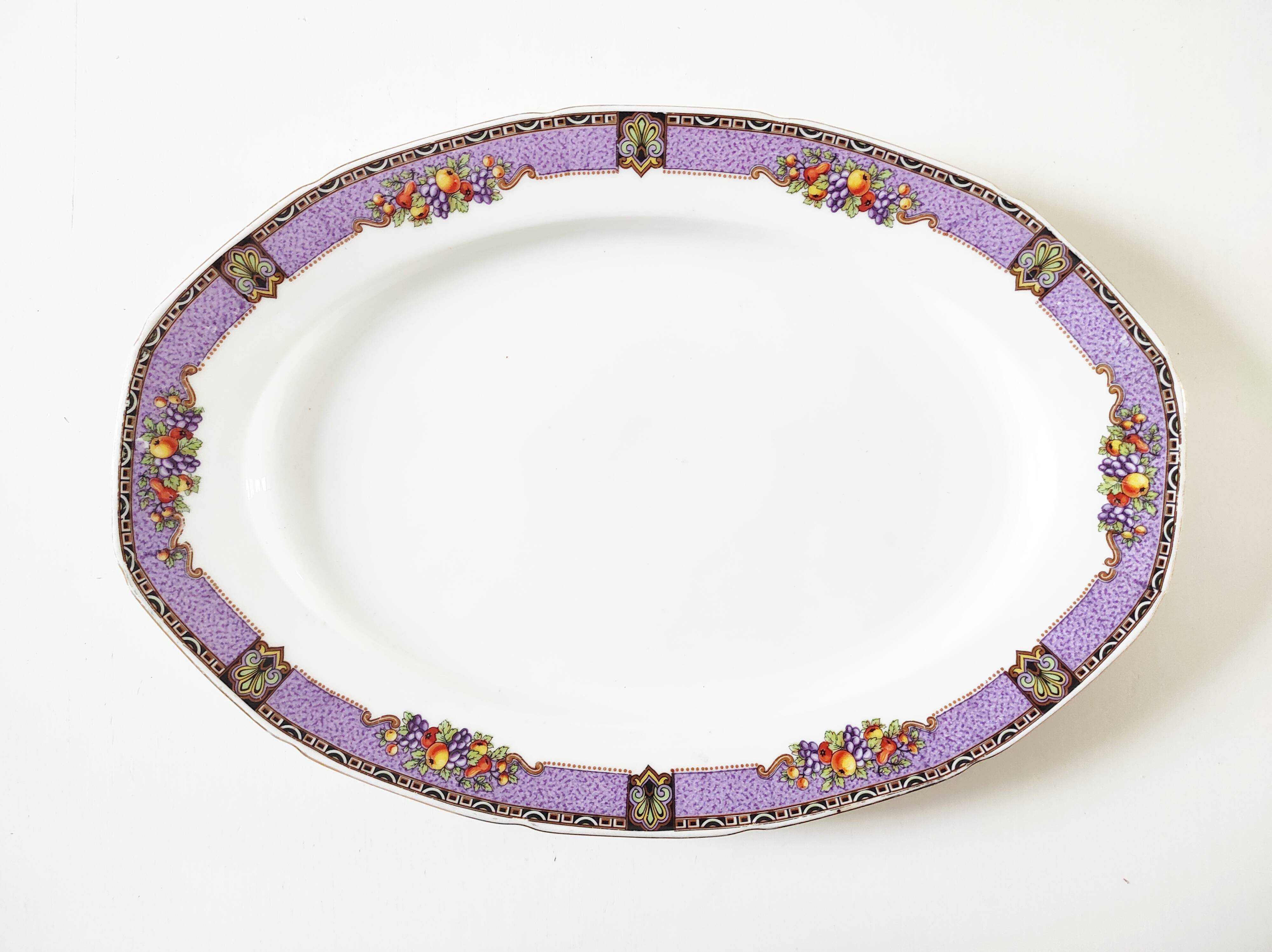 Czech-Slovakian porcelain dish with fruit decoration