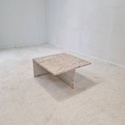 Table Basse Carrée en Travertin par Up & Up Italy, 1970s