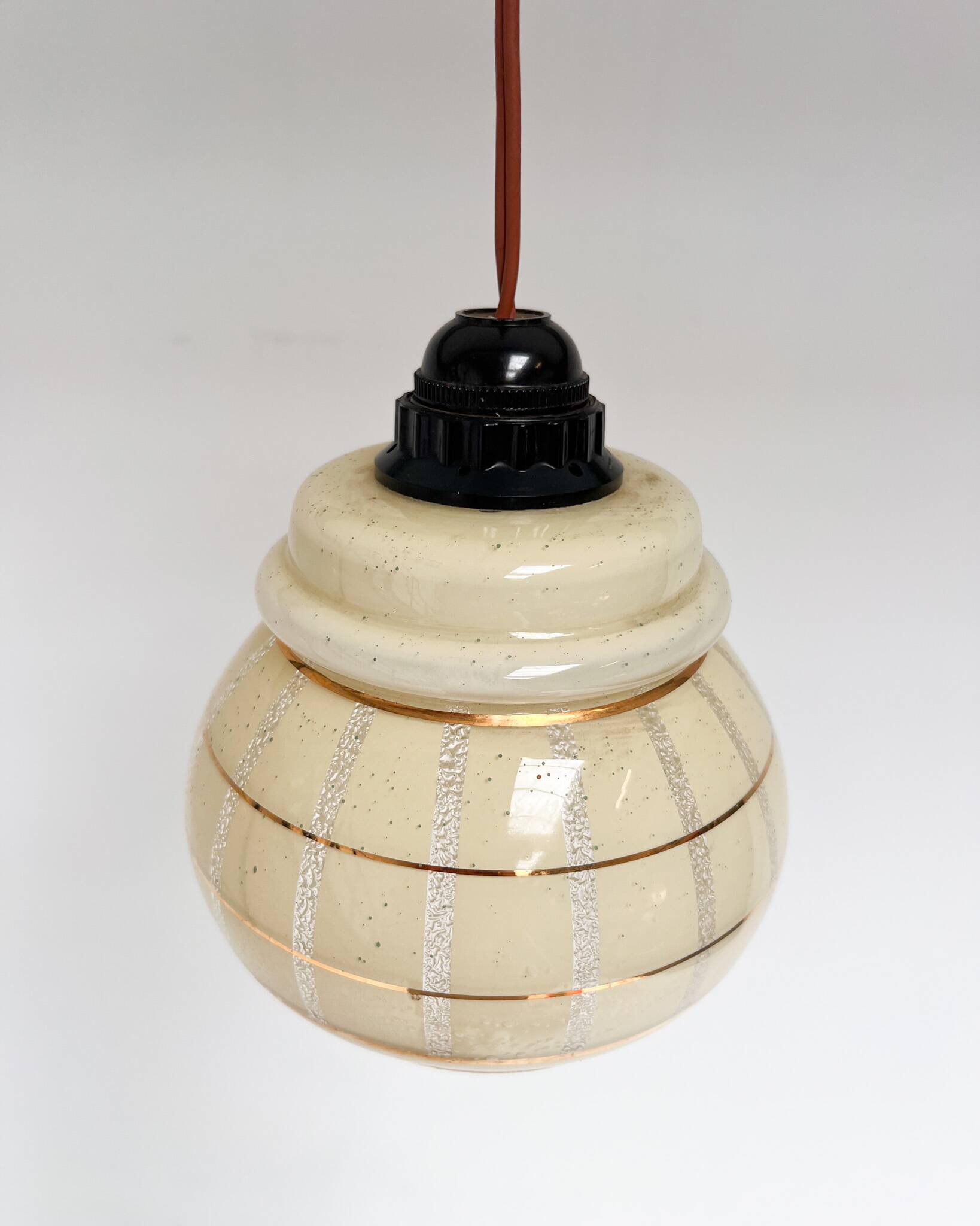 Set of 2 vintage ceiling lamps with golden lines, 1960s