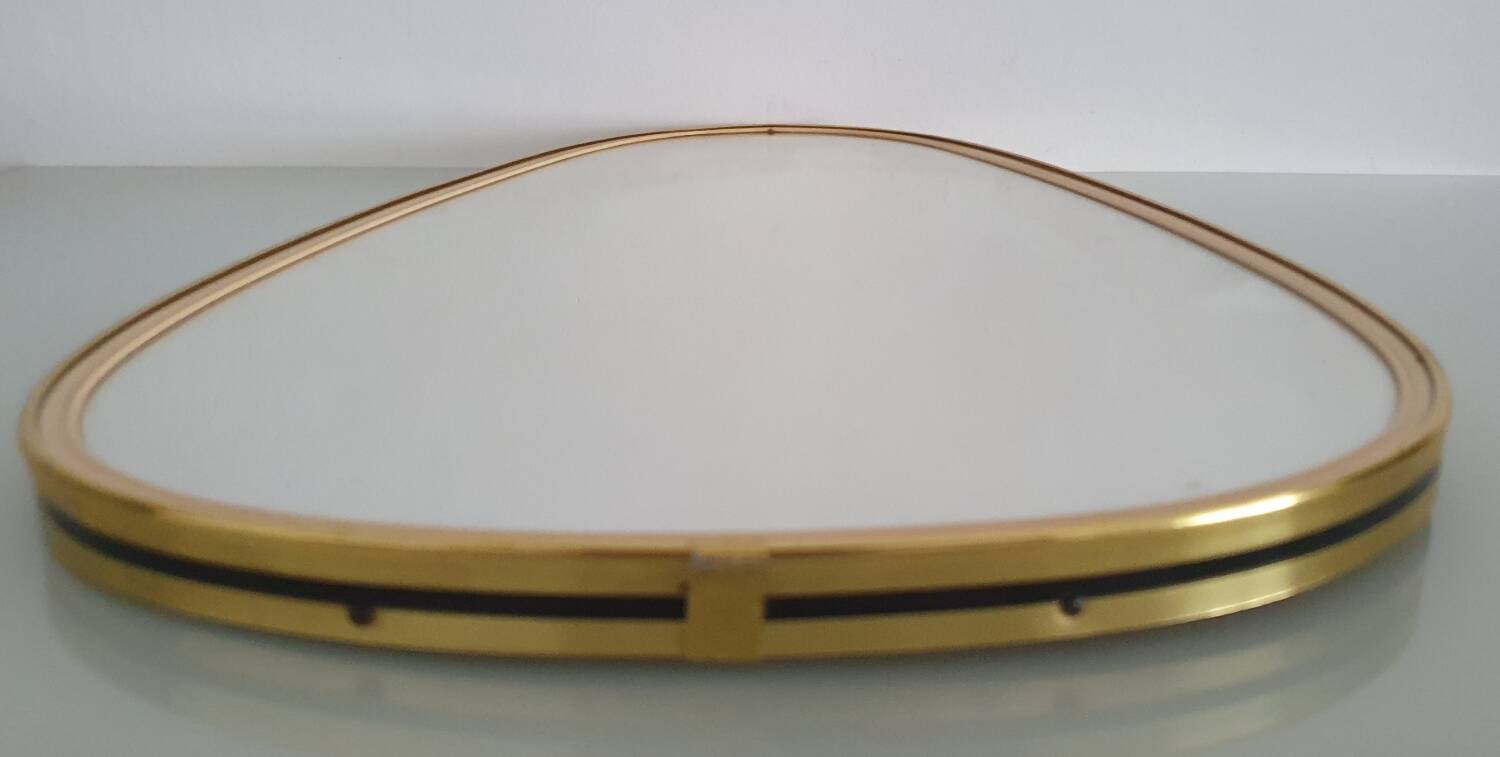 Vintage ovoid mirror with gold and black edges - 1960s