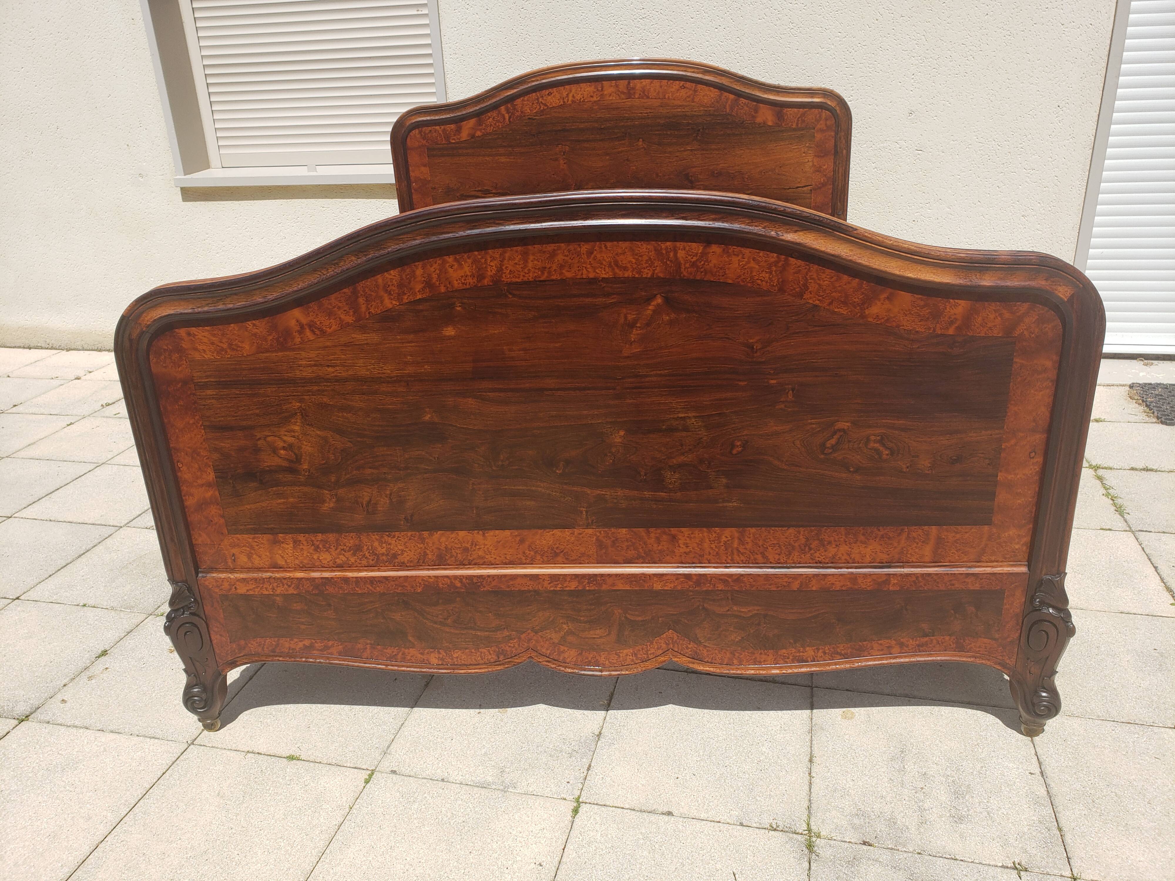 Solid walnut bed with very old walnut burl.