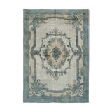 Hand-Knotted Antique Turkish 1970s 220 cm x 310 cm Blue Carpet