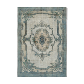 Tapis bleu turc antique des années 1970 noué à la main 220 cm x 310 cm
