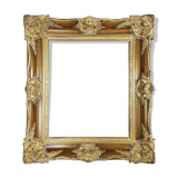 Large frame Louis XV style wood and gilded stucco patinated 78x69 cm, leaf: 55.5x46.5 cm