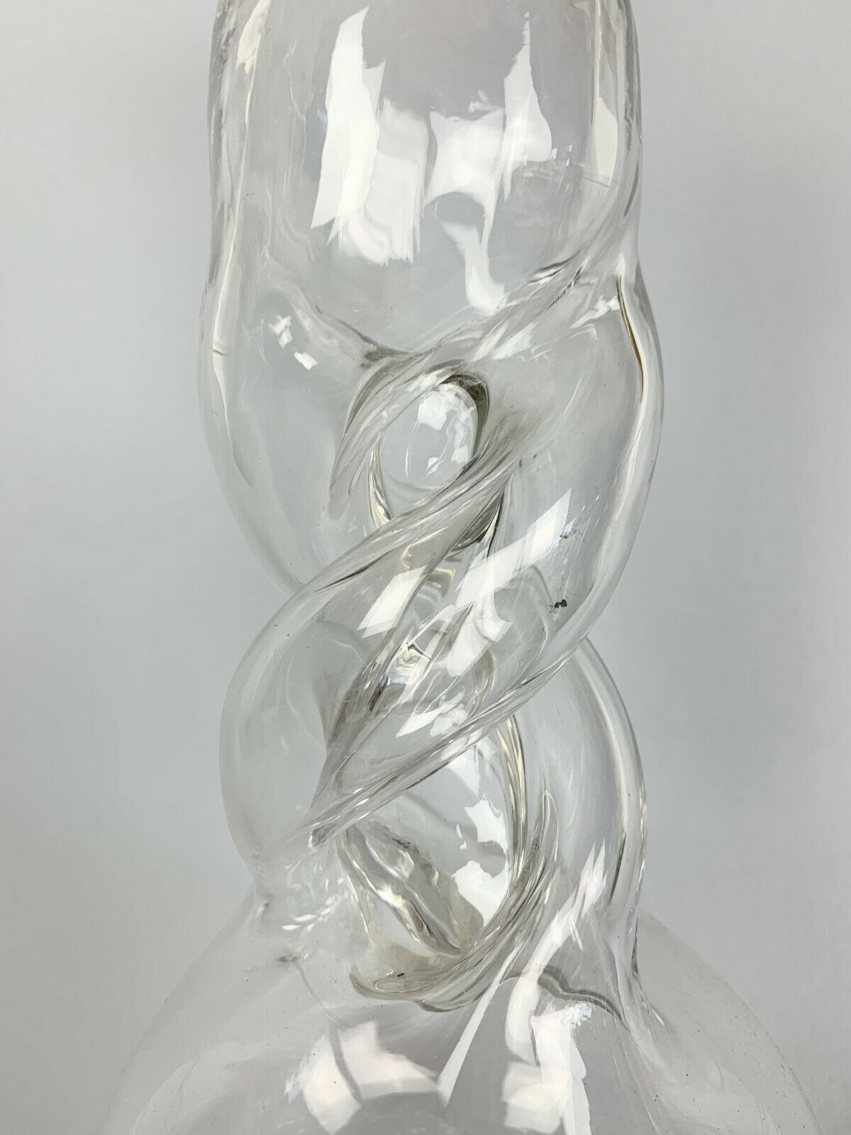 Blown glass carafe with silver frame