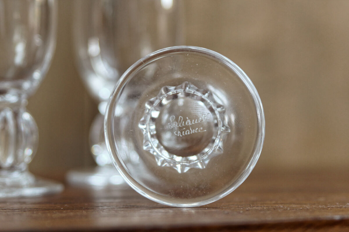 Lot of 5 glasses with digestive lalique france