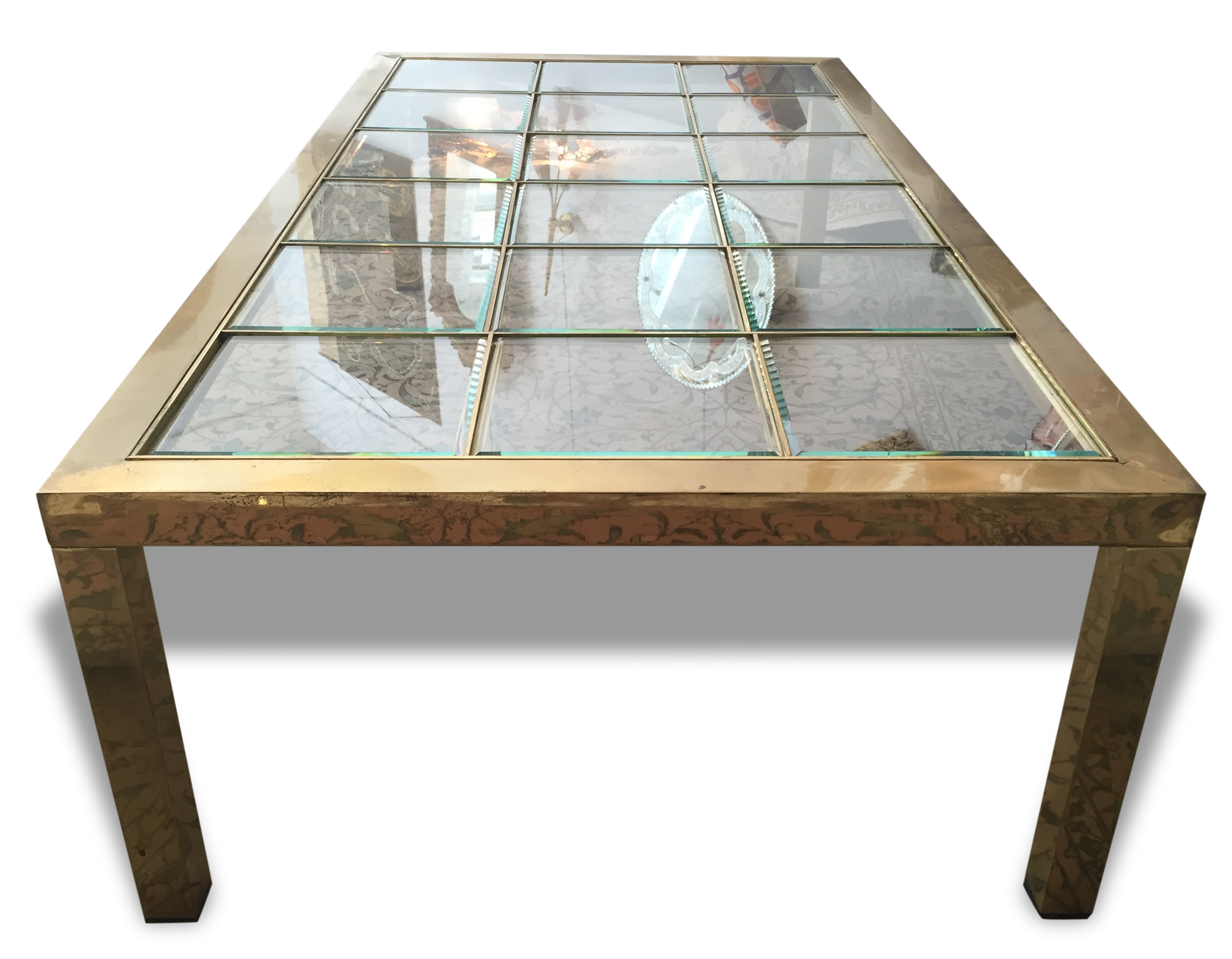 Table brass and beveled glass