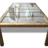 Table laiton et verre biseauté
