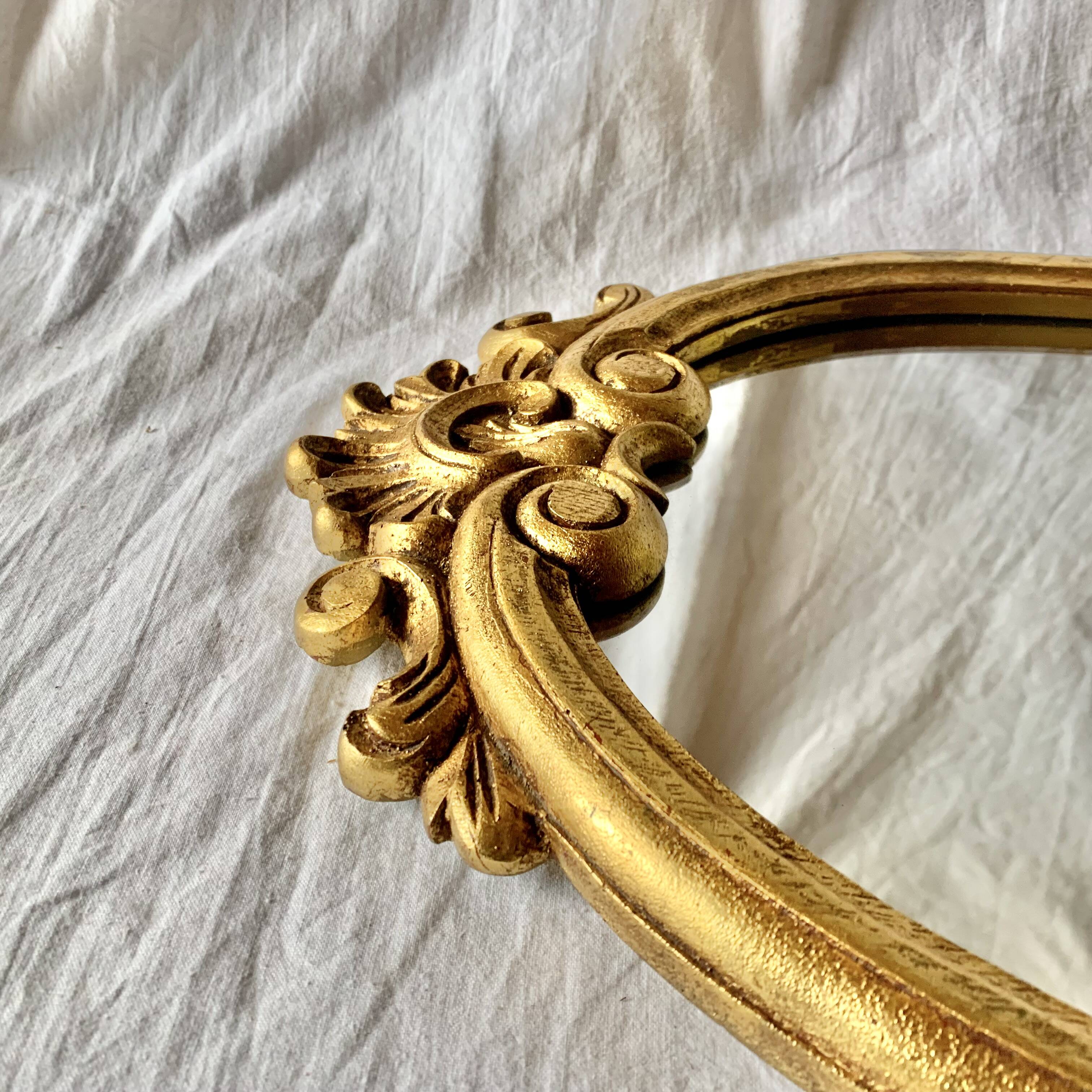 Baroque wall mirror in gilded plaster - height: 62 cm