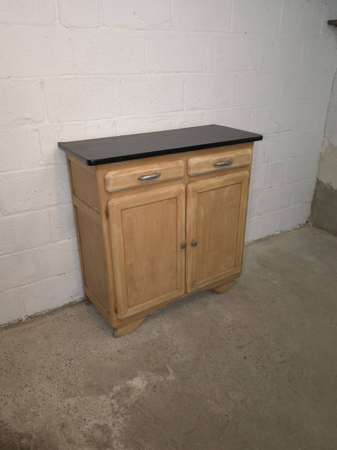 Small kitchen cabinet / small Mado sideboard in raw wood, 1950