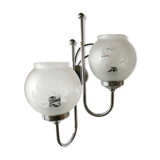 Double chrome and opaline 70 's slim design wall light