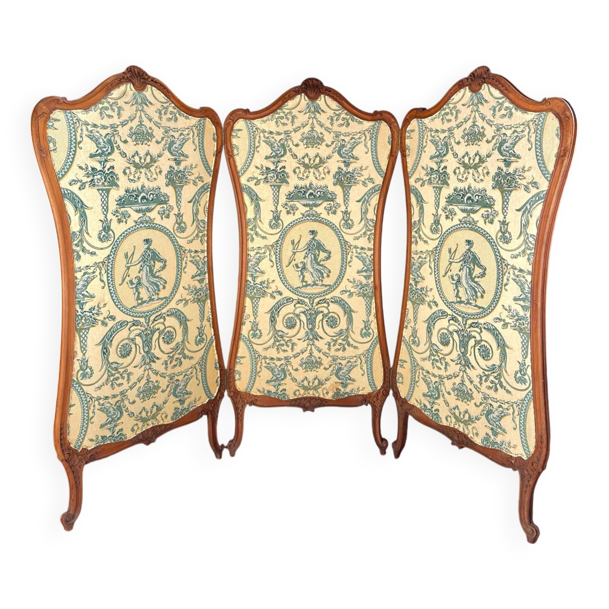 Old wooden and fabric screen