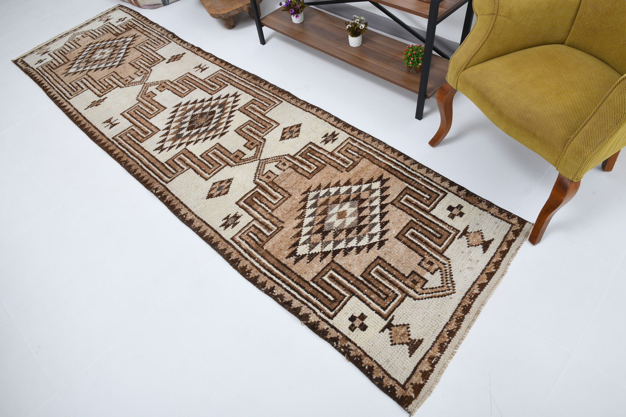 3X10 Turkish Vintage Runner Rug, 3x10 Runner Rug, 325x90Cm