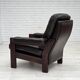 1970s, Danish armchair, brown furniture leather, oak wood.