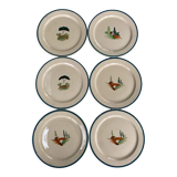 Set of 6 hand-painted Longchamp plates