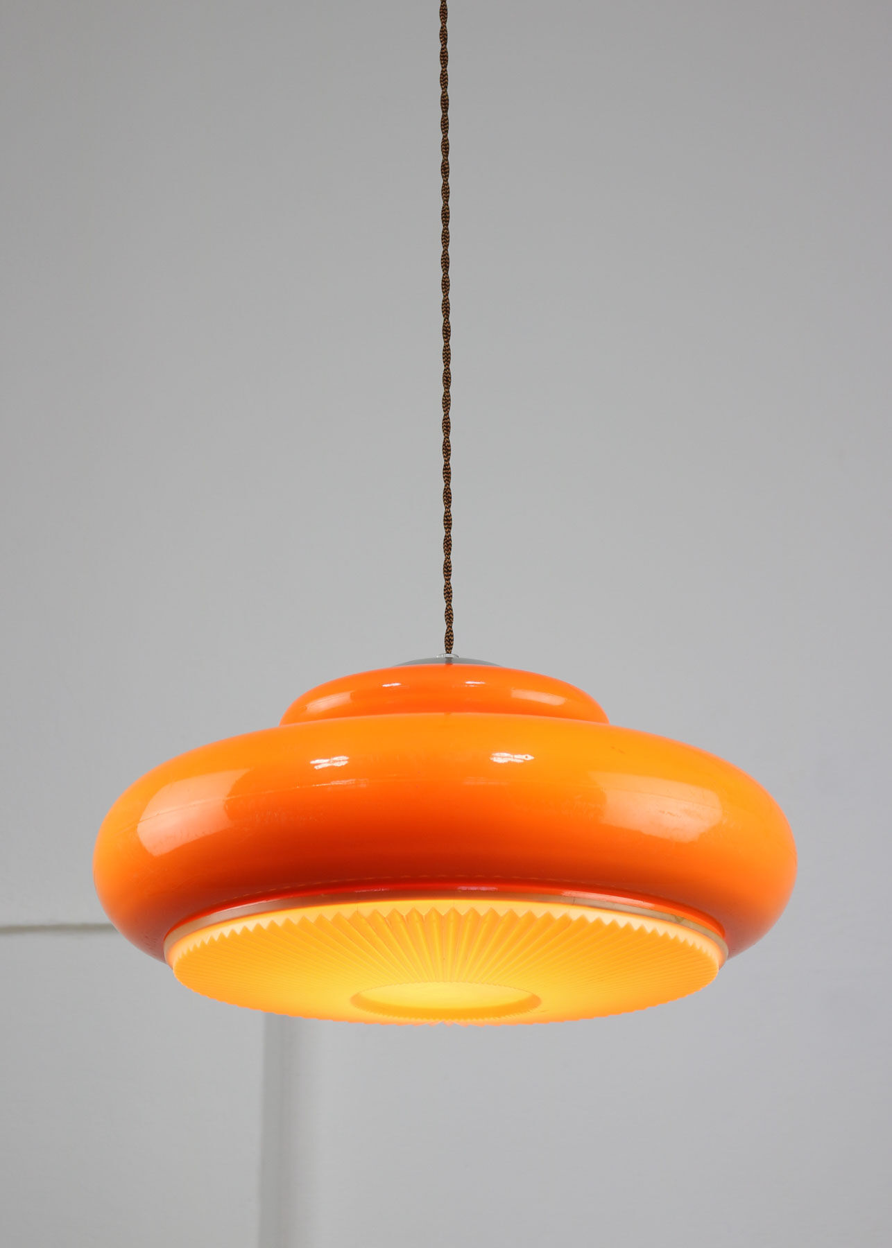 Mid-century acrylic italian orange pendant lamp