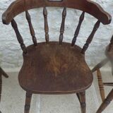 4 solid wood western-style "smoker's chairs" made of oak