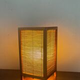 Vintage wooden and wicker lamp