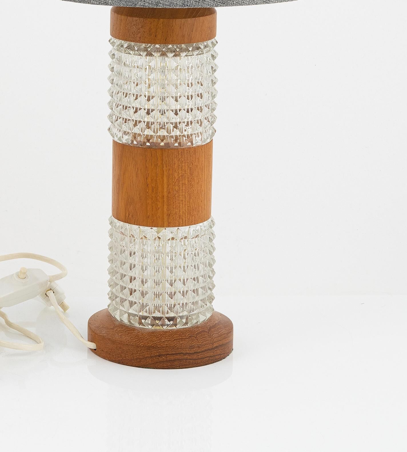 Lampes de table Orrefors en teck et verre, lot de 2 , Suède, 1960