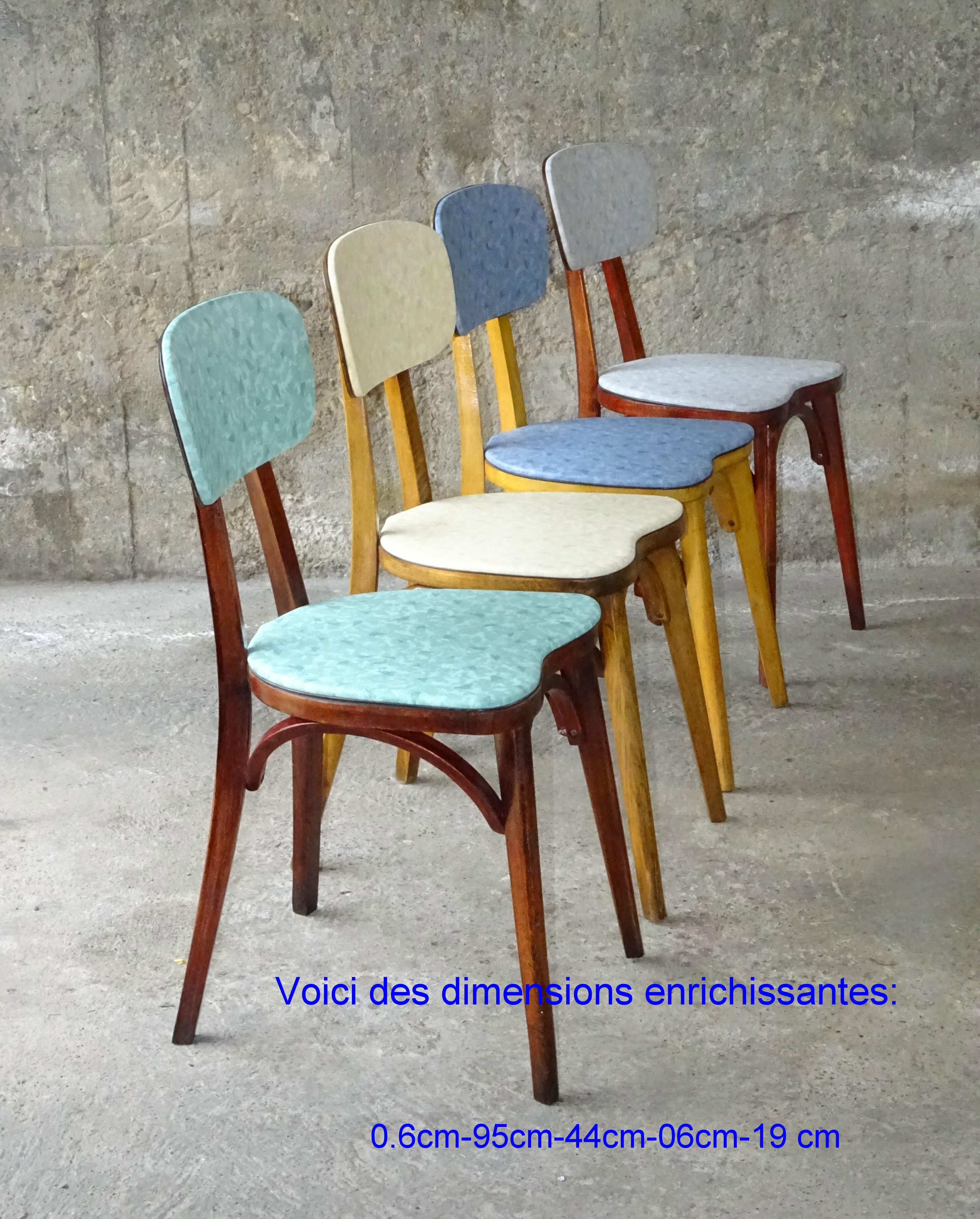 Set of 4 chairs bistro compass Boiclerc 1960 skai 4 colors