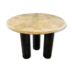 table a manger marbre et pied acier