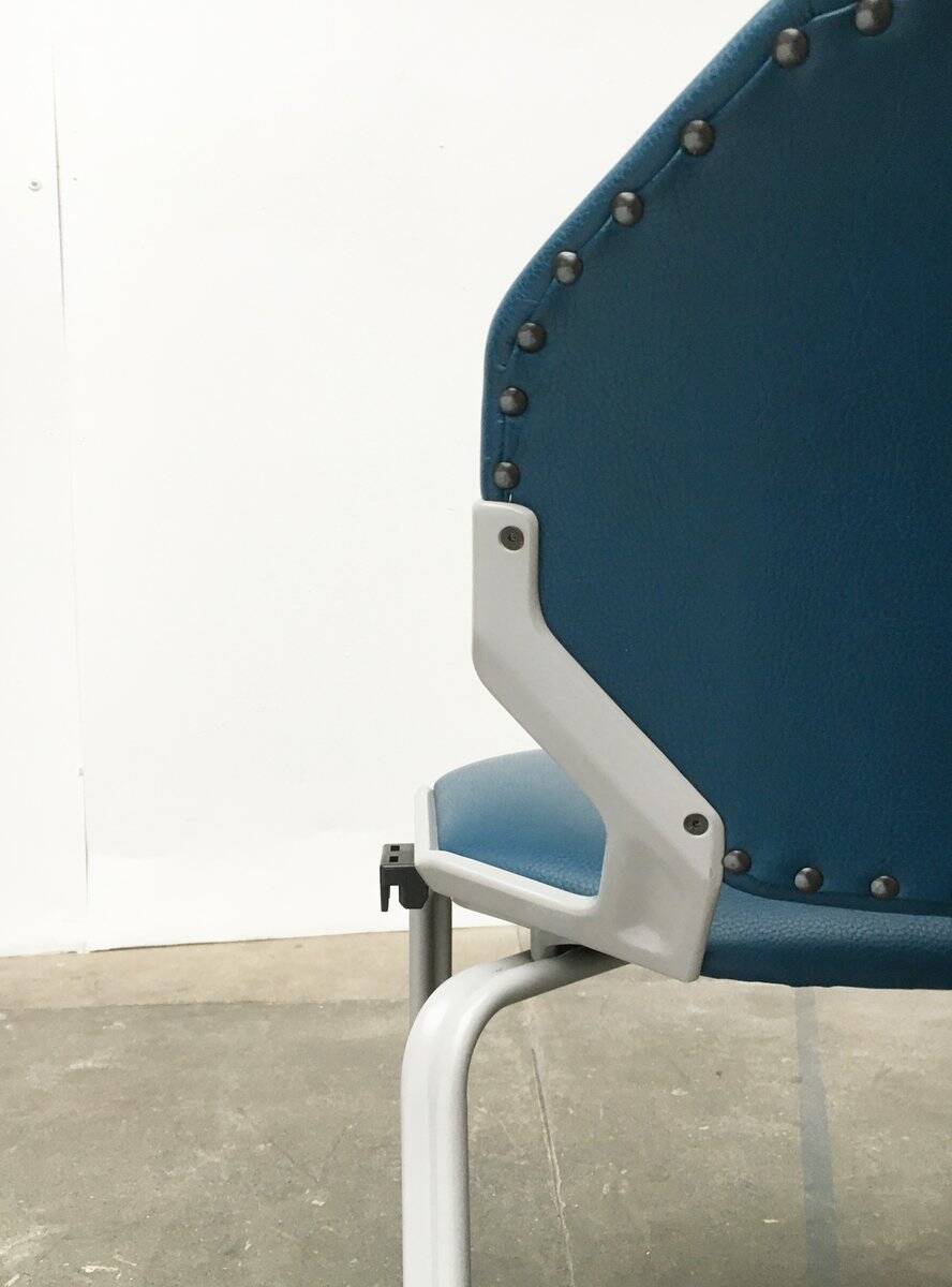 Stackable vintage leather dining chairs from the German space age by Fröscher, 1970s, set of 2.