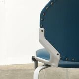 Stackable vintage leather dining chairs from the German space age by Fröscher, 1970s, set of 2.