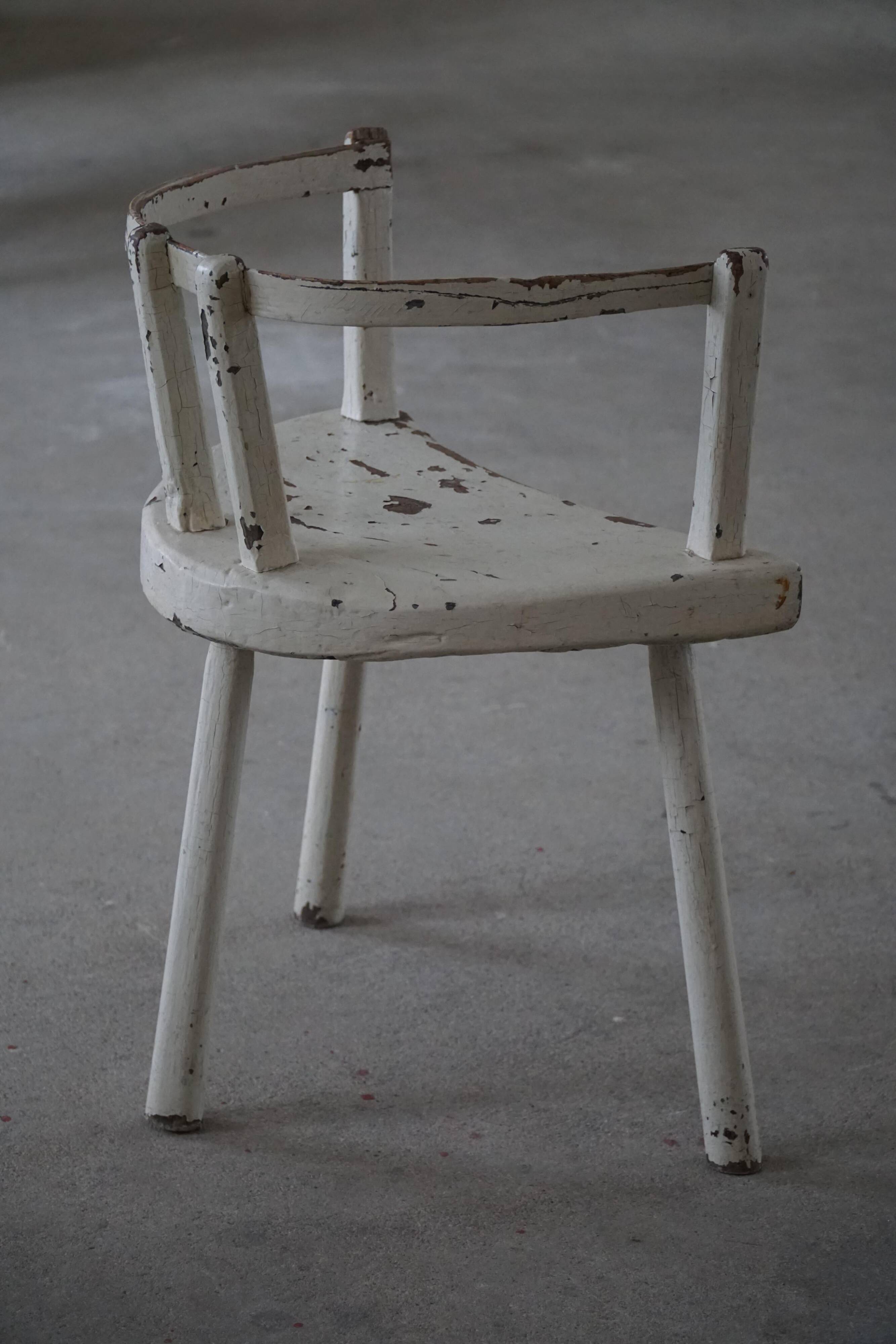Decorative armchair painted white, Wabi Sabi, early 20th century