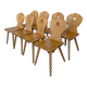 Set of 8 Vintage Tyrolean Heart Cutout Wooden Dining Chairs, Rustic Farmhou